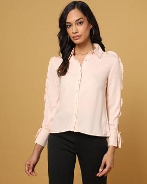 shirt with ruffle accent
