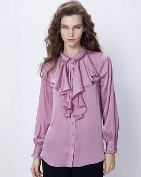 shirt with ruffled accent