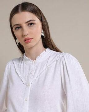 shirt with ruffled overlay