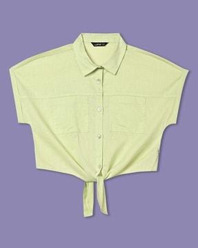 shirt with waist tie-up