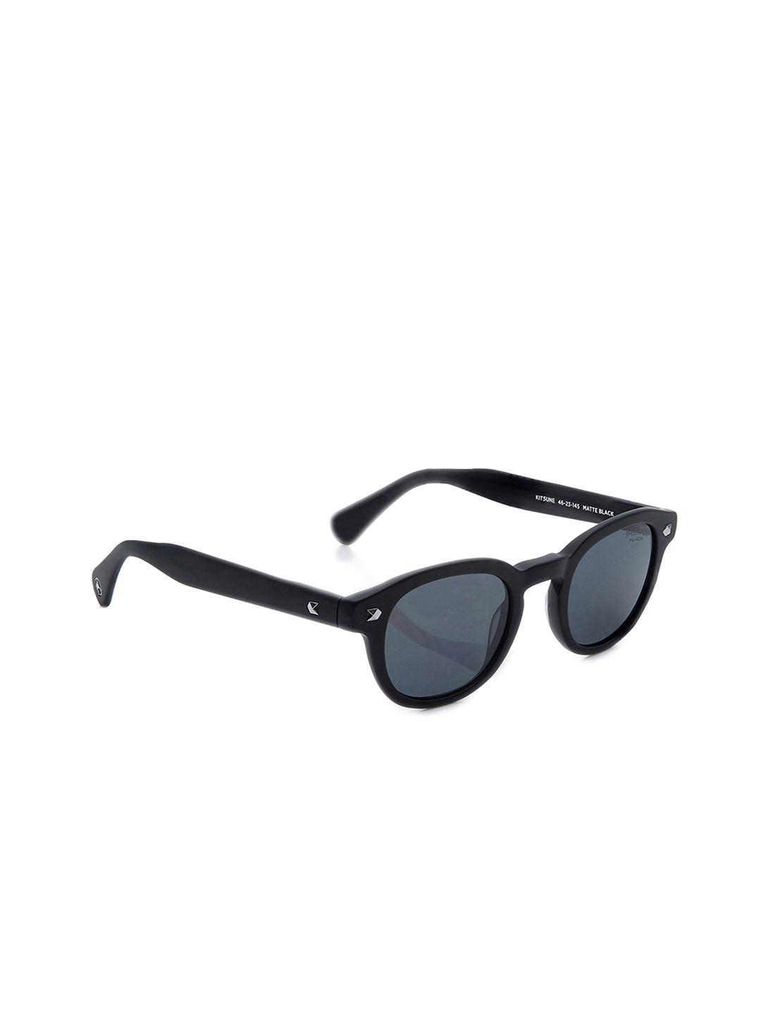 shisen fox kitsune matte black + polarized unisex oval sunglasses polarised & uv protected lens