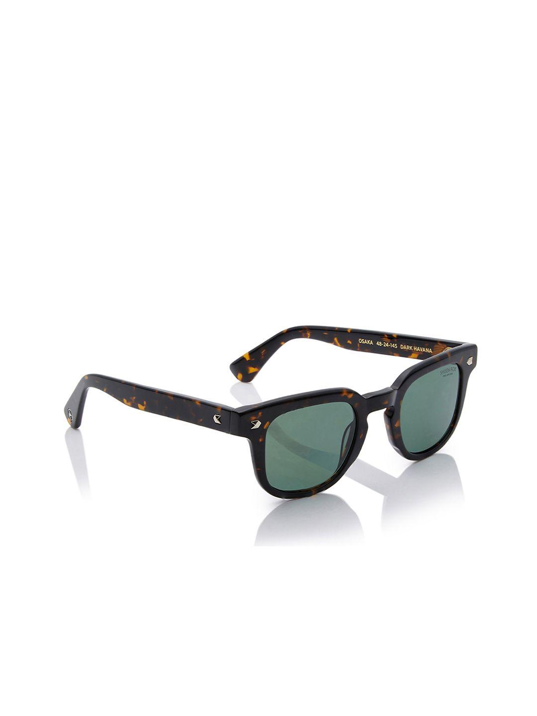 shisen fox osaka dark havana + polarized unisex square sunglasses with uv protected lens