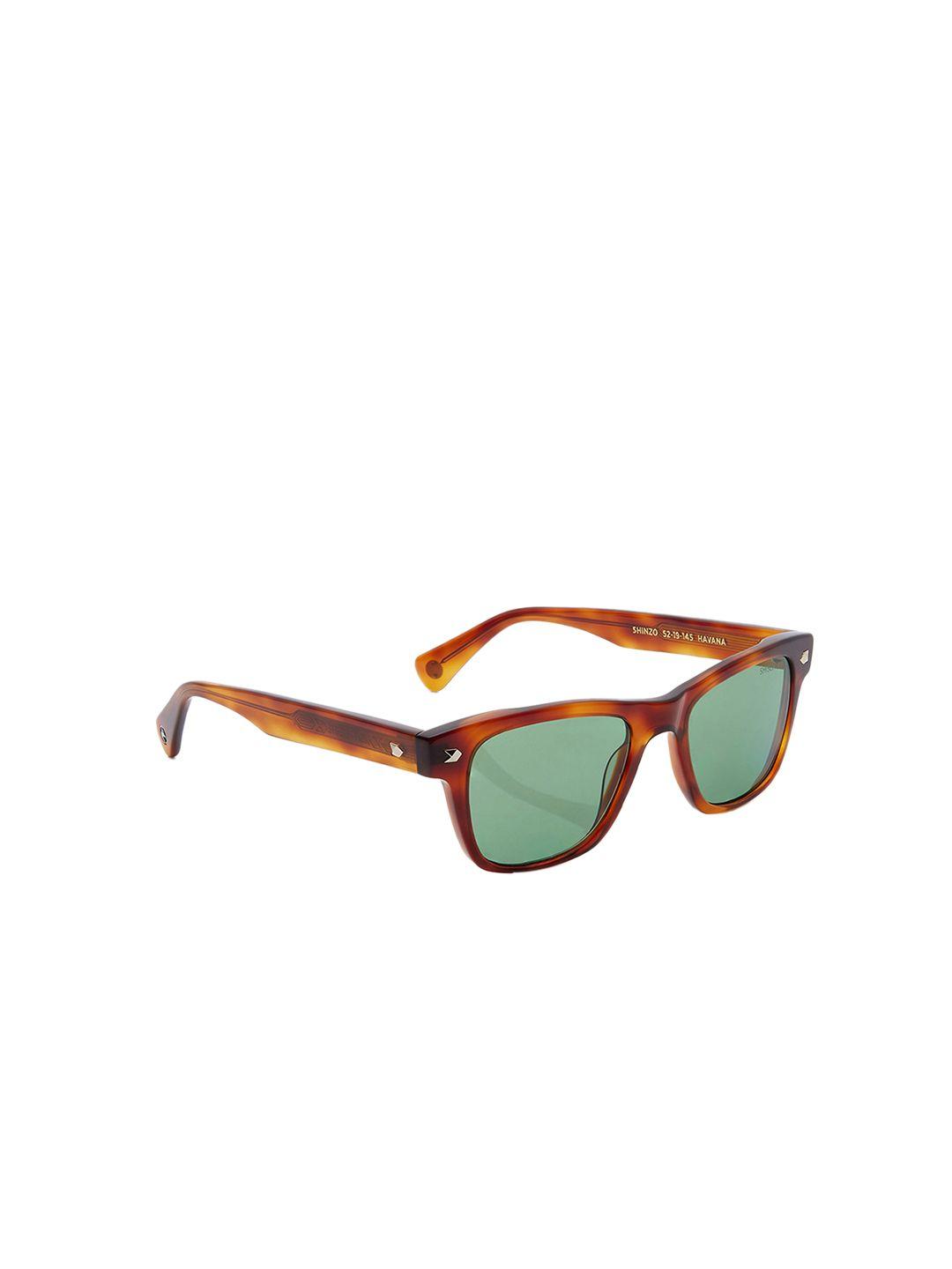 shisen fox shinzo havana unisex square sunglasses with uv protected lens