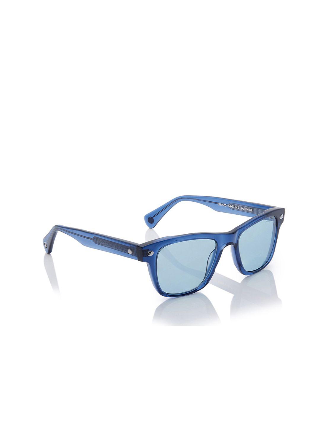 shisen fox shinzo sapphire unisex square sunglasses with uv protected lens