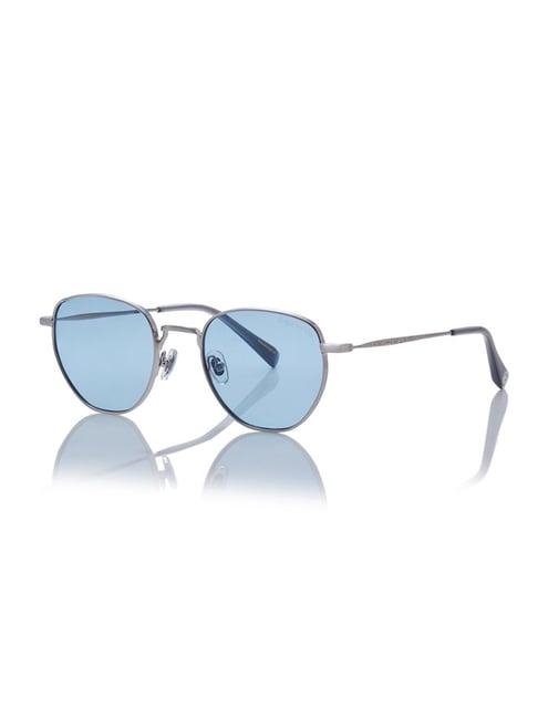 shisen fox blue round unisex sunglasses