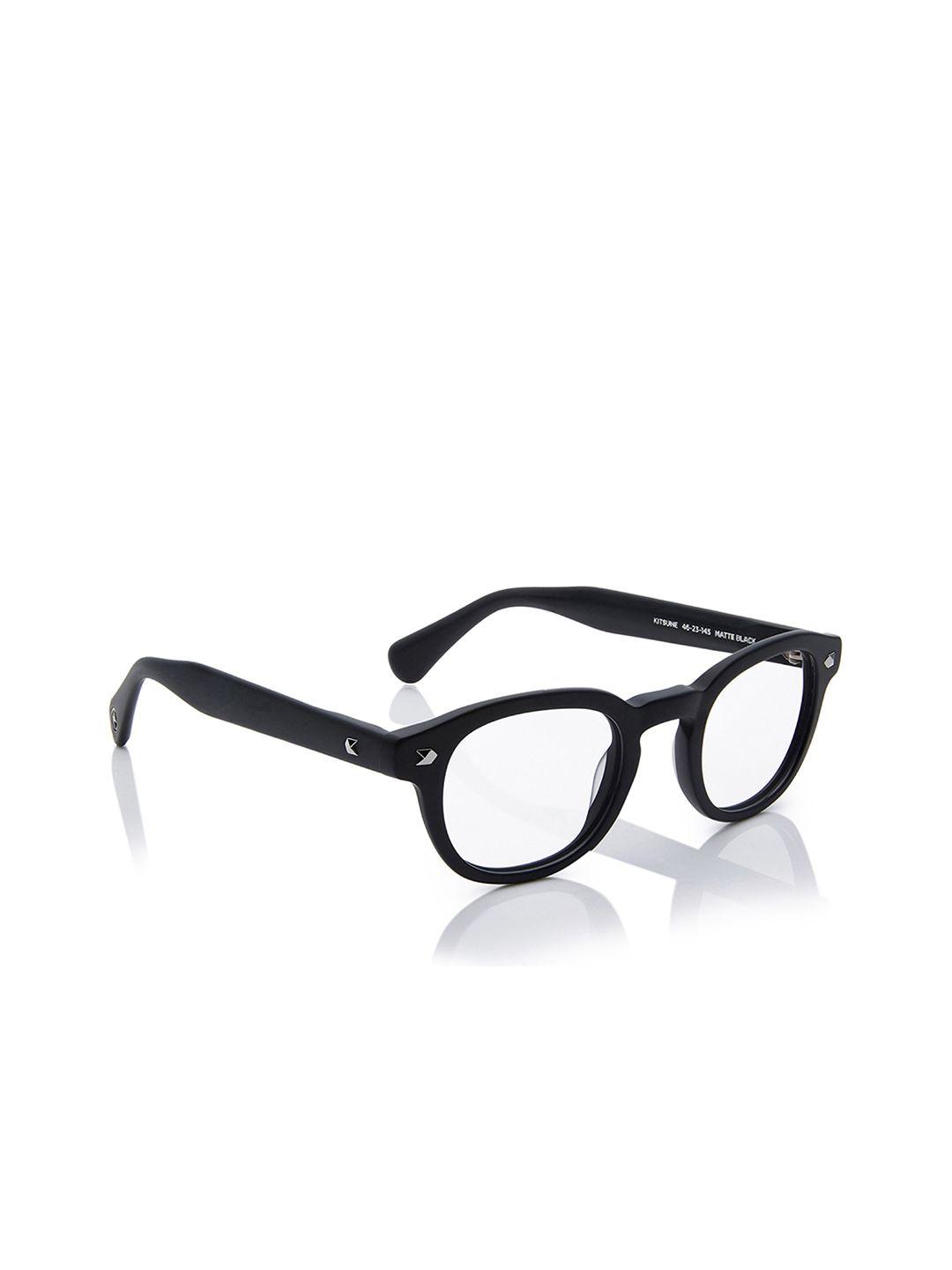 shisen fox kitsune matte black unisex square frames