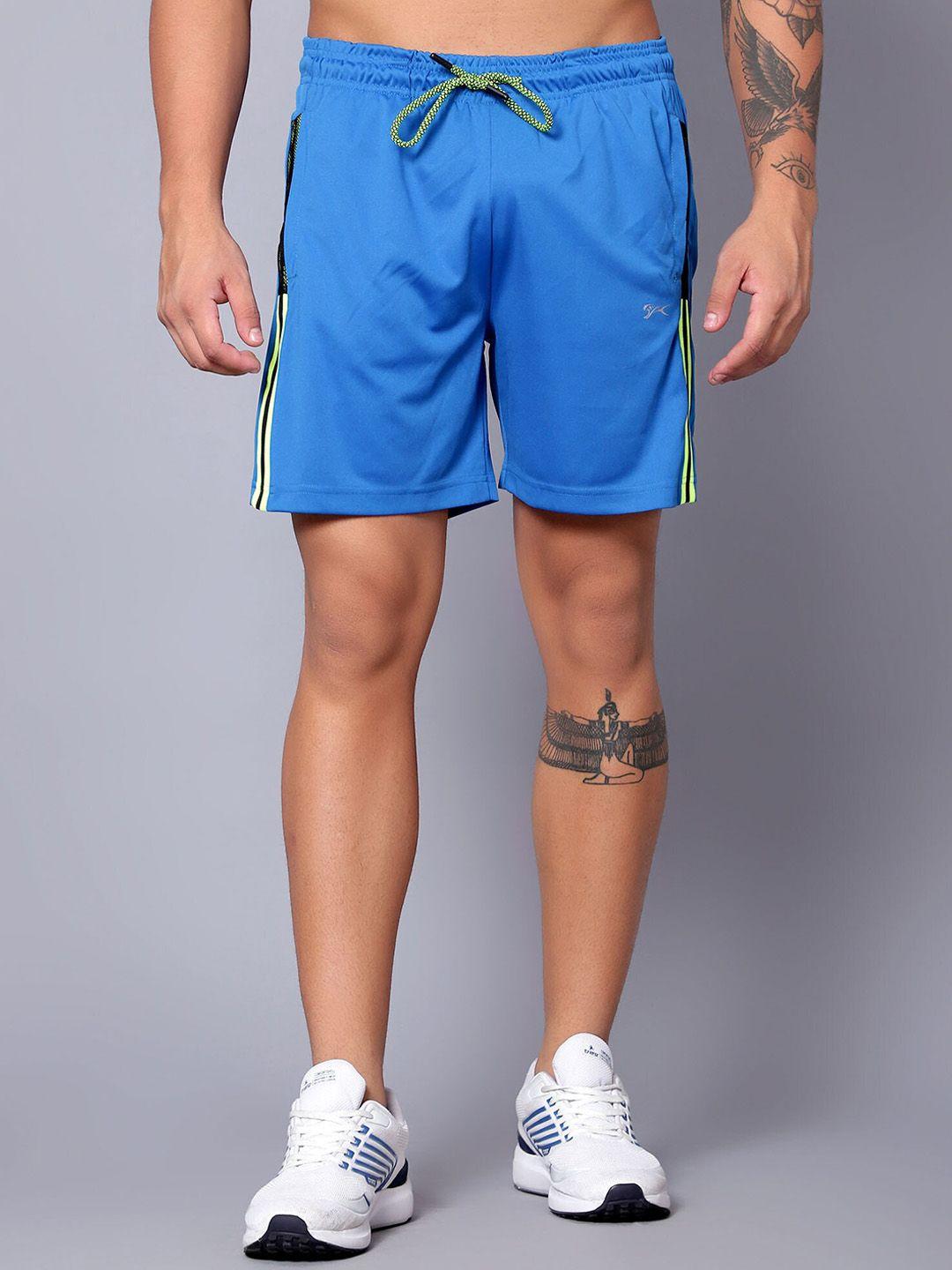 shiv naresh men blue printed outdoor sports shorts with antimicrobial technology