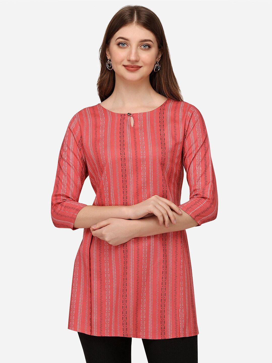 shiv textiles keyhole neck striped kurti