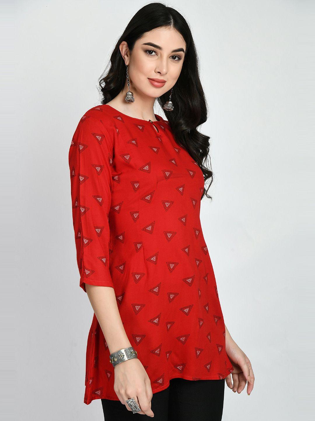 shiv textiles printed keyhole neck kurti