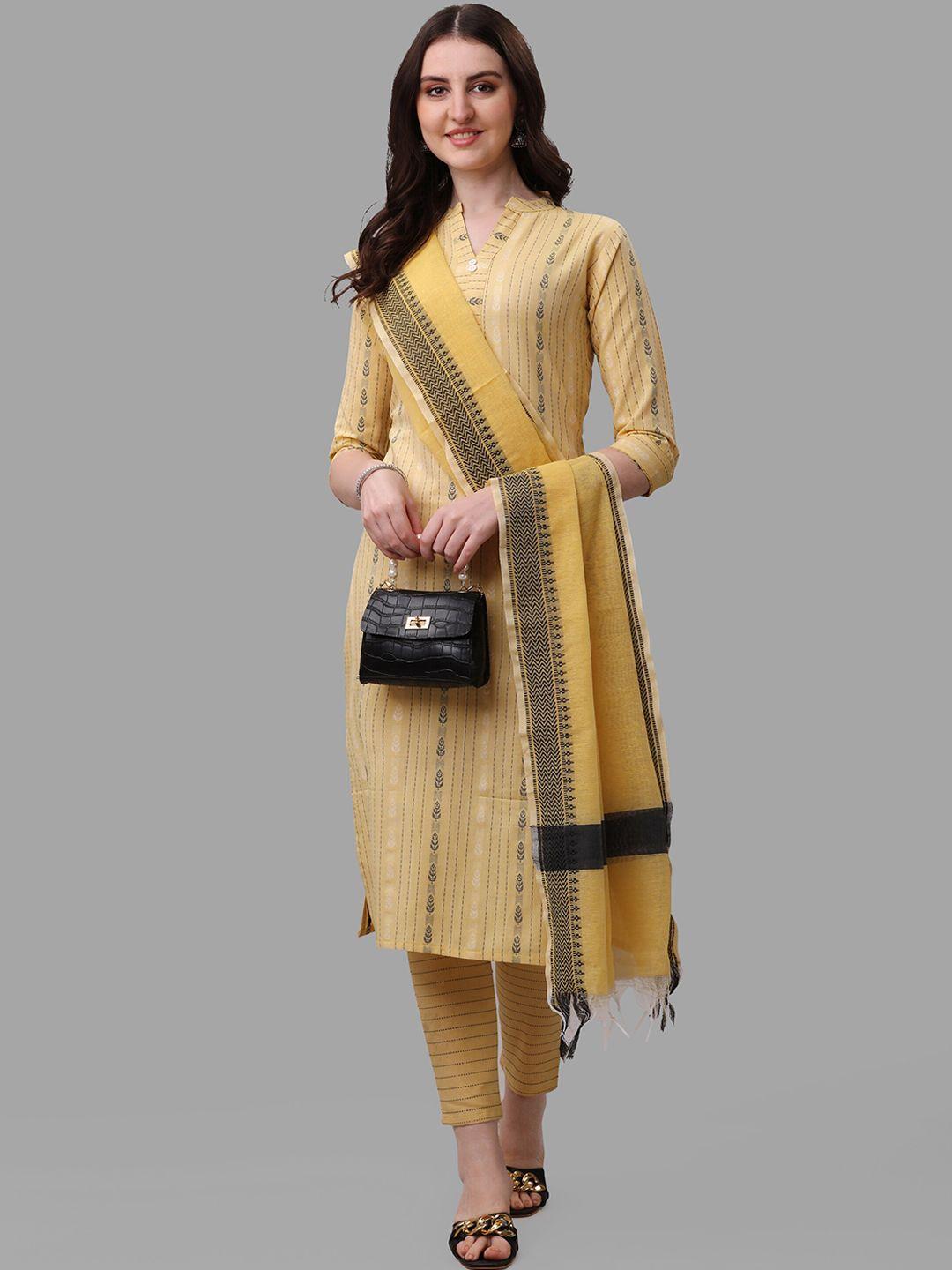 shiv textiles striped pure cotton kurta with trousers & dupatta