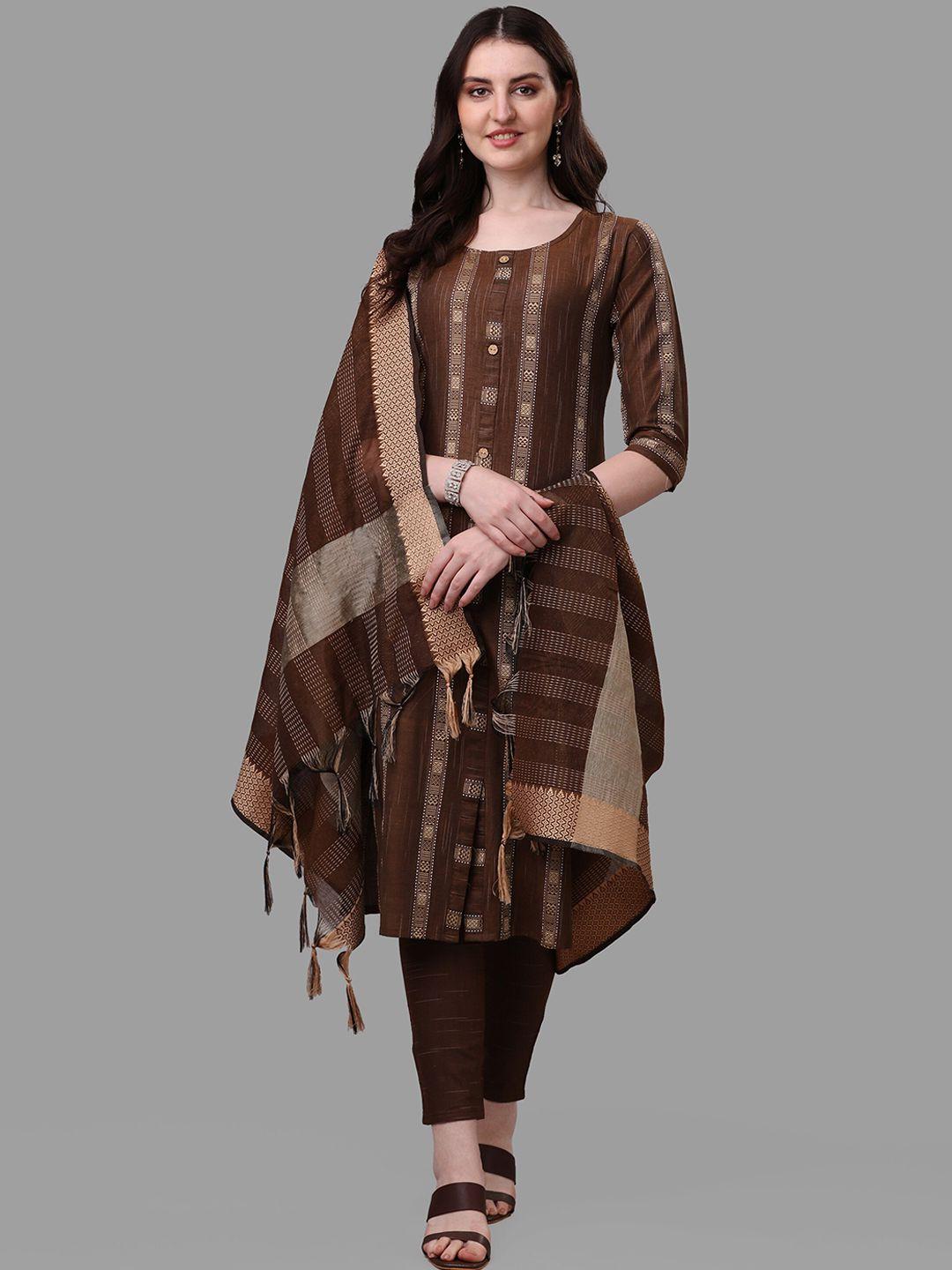 shiv textiles striped pure cotton kurta with trousers & dupatta