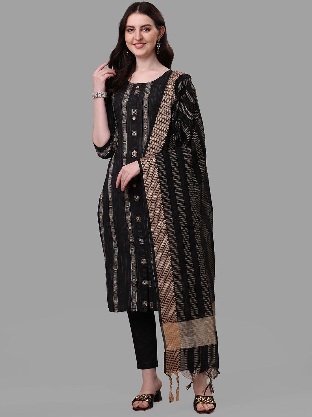 shiv textiles striped regular pure cotton kurta with trousers & with dupatta