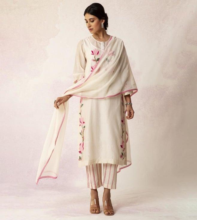 shivani bhargava bahaar ivory floral kali kurta set