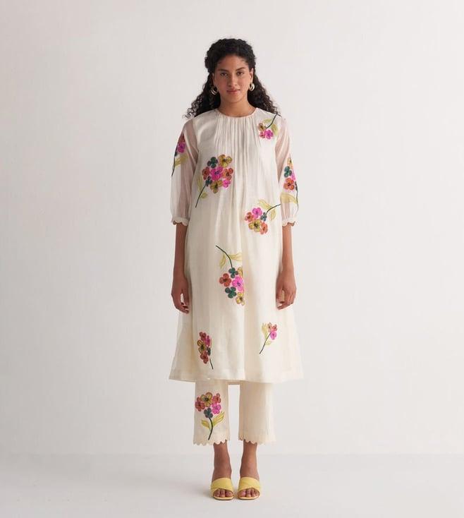 shivani bhargava ivory song of summer floral bunch kurta with pants