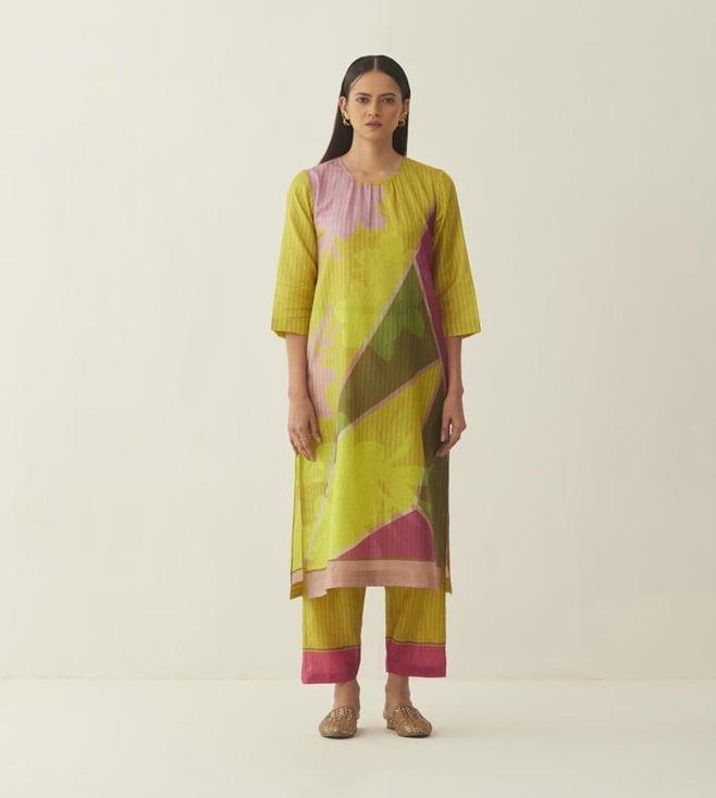 shivani bhargava multicolour silk grid floral co-ord set