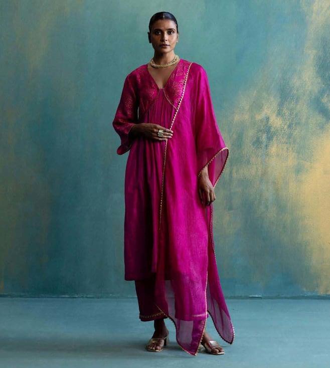 shivani bhargava pink dil-kash silk kurta with pant and dupatta