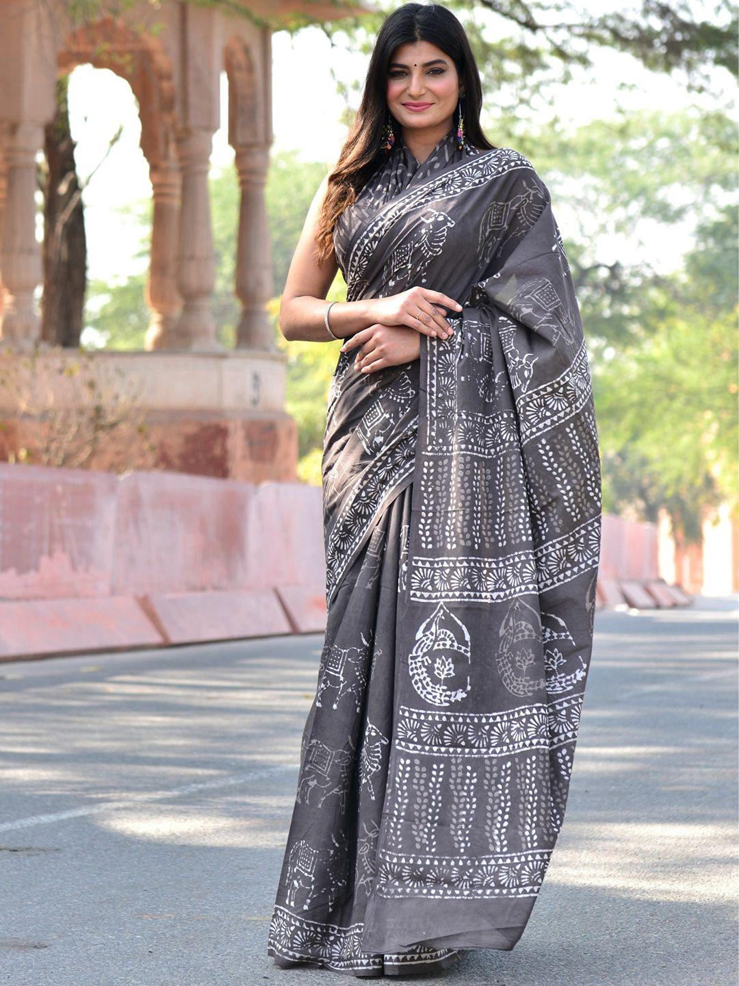 shivanya  handicrafts floral printed mulmul cotton  block print saree