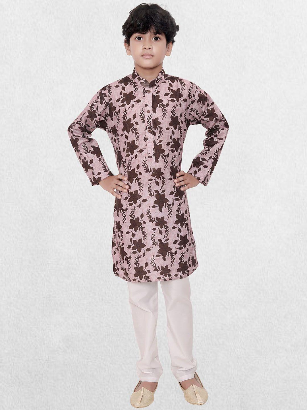 shiwam ethnix boys floral printed mandarin collar straight kurta