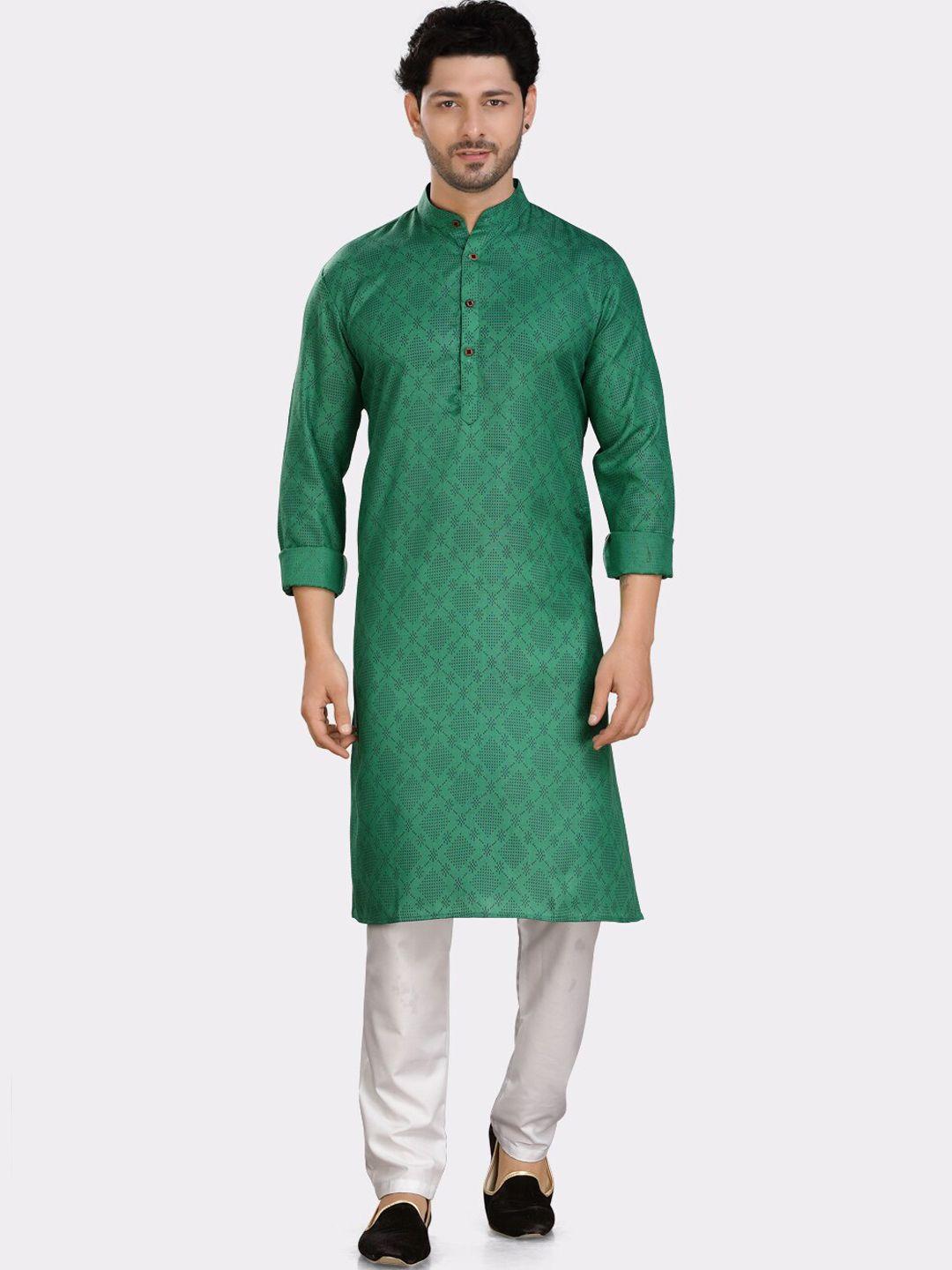 shiwam ethnix ethnic motifs printed  mandarin collar straight kurta with pyjamas