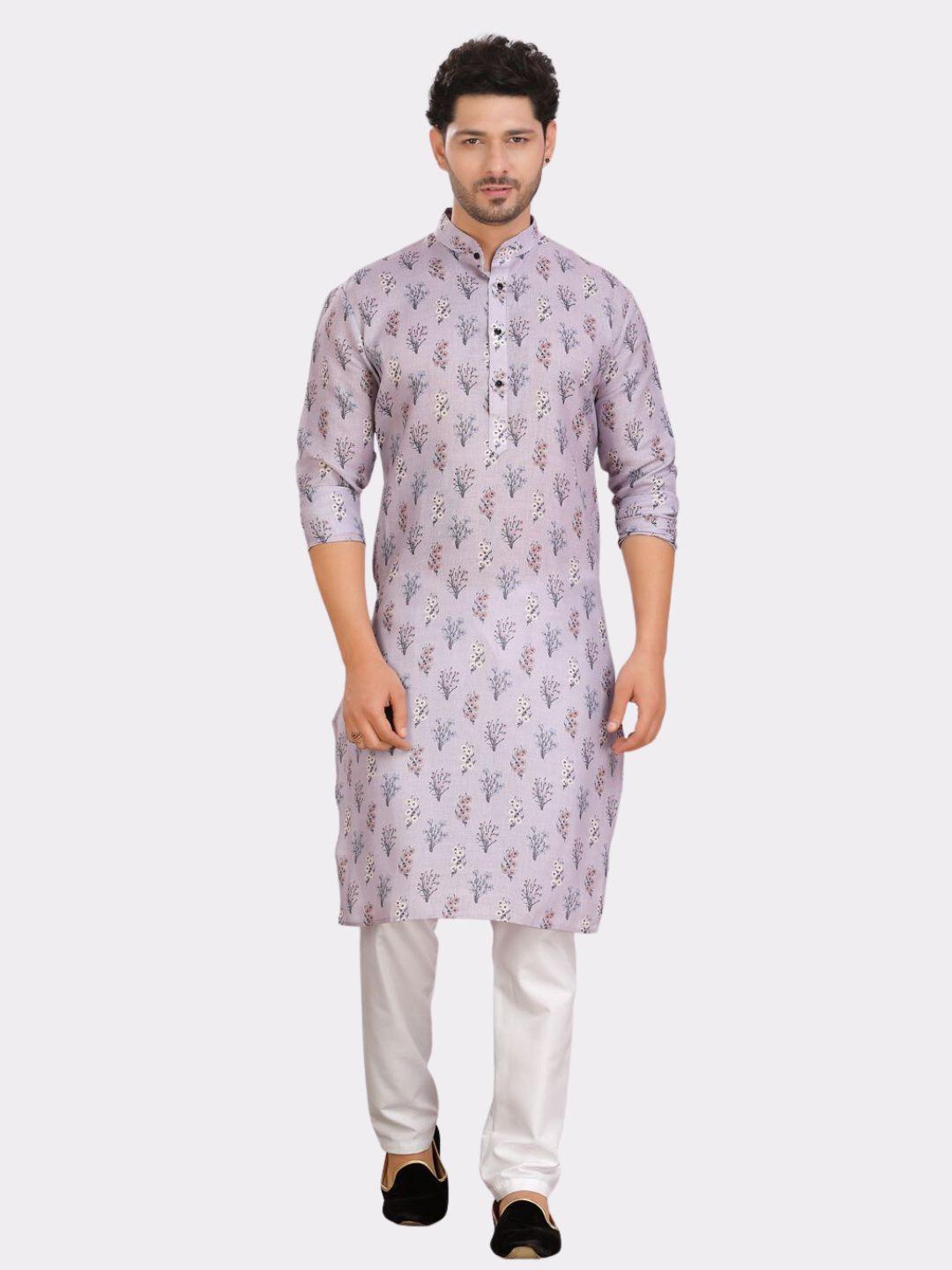 shiwam ethnix ethnic motifs printed mandarin collar cotton kurta