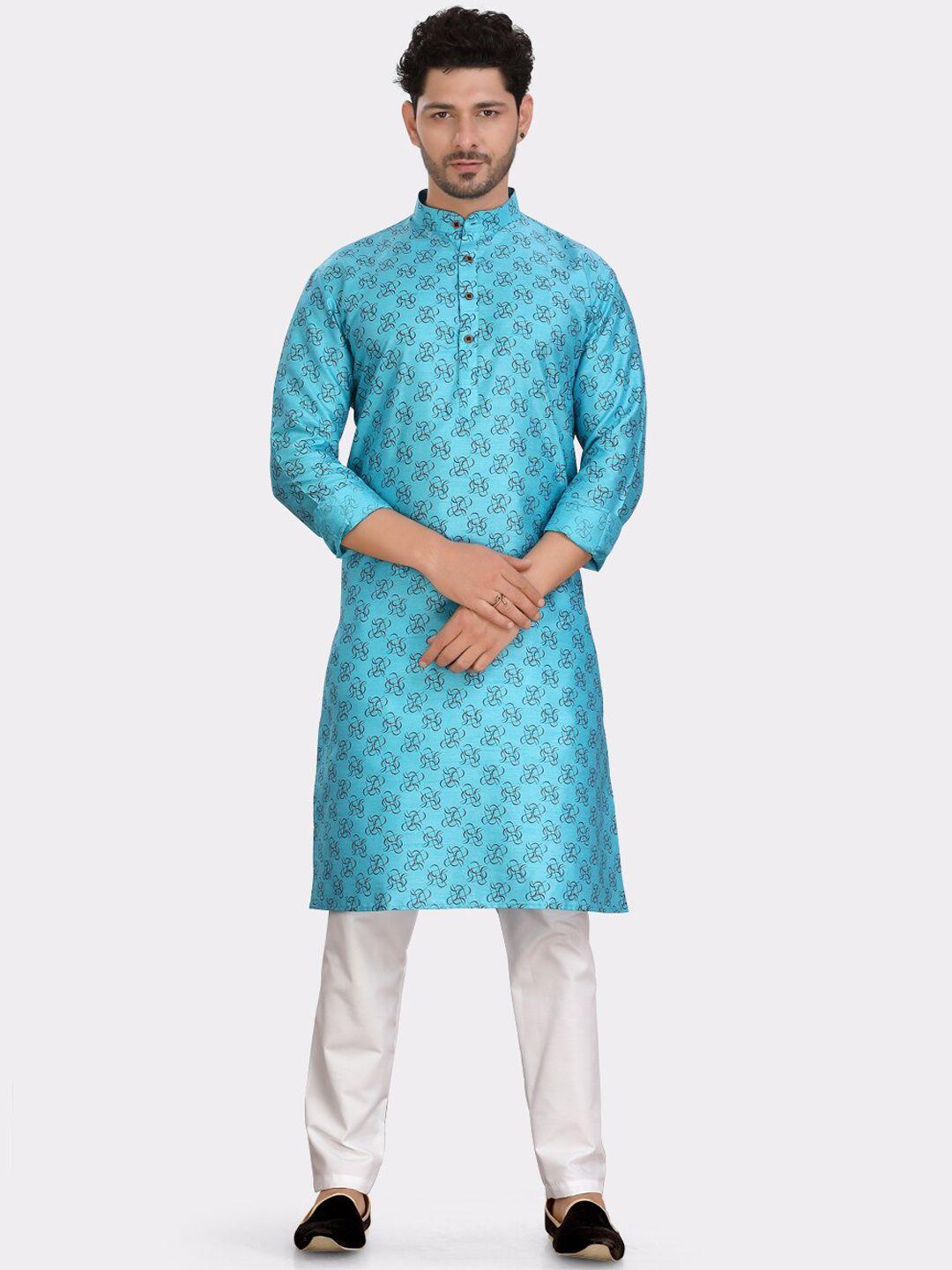 shiwam ethnix men abstract printed silk kurta