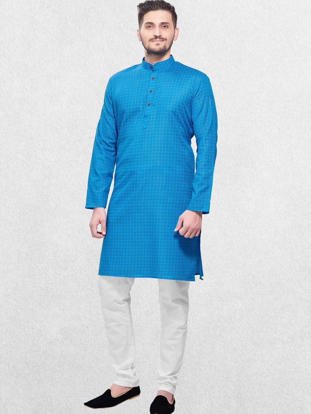 shiwam ethnix men blue printed kurta with pyjamas