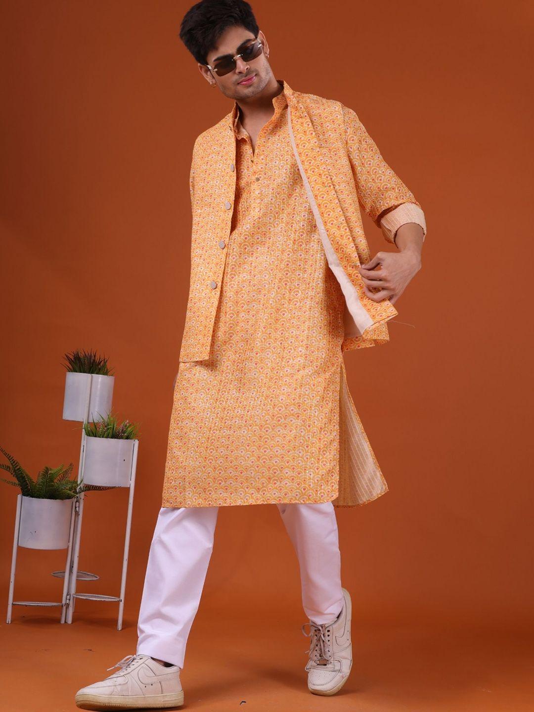 shiwam ethnix men ethnic motifs printed regular kurta with pyjamas