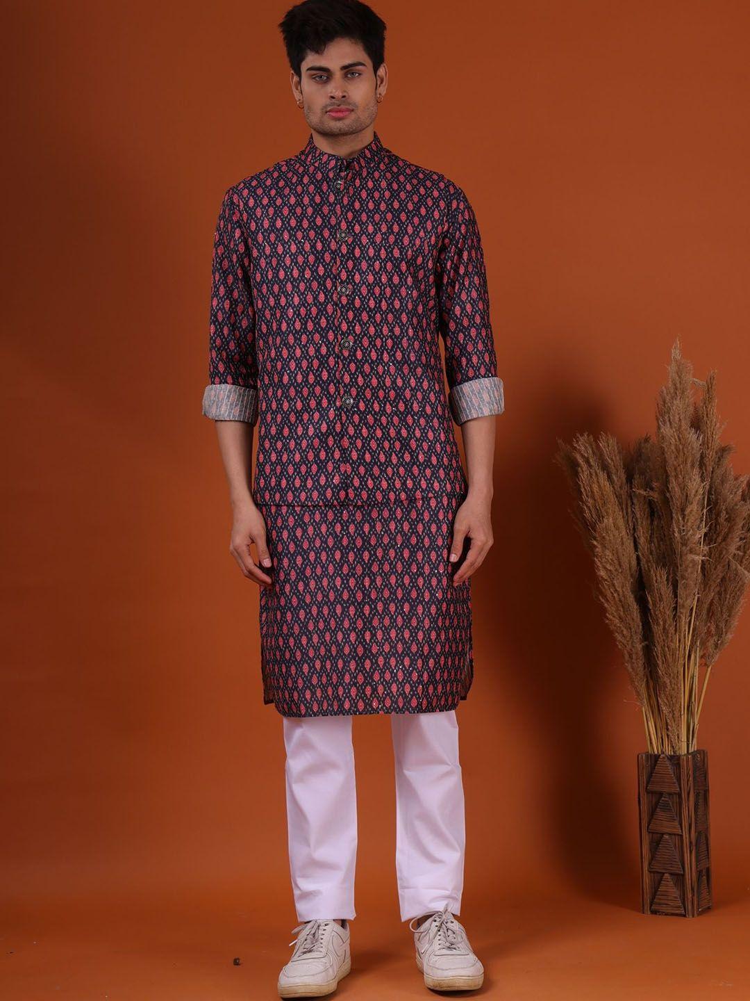 shiwam ethnix men ethnic motifs printed regular kurta with pyjamas