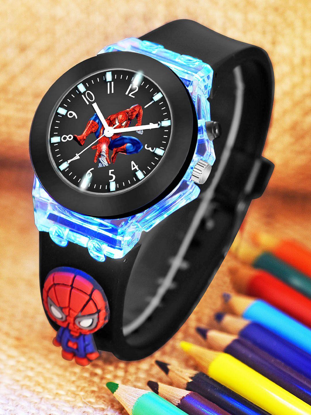 shocknshop kids printed dial & straps analogue watch led spider 327