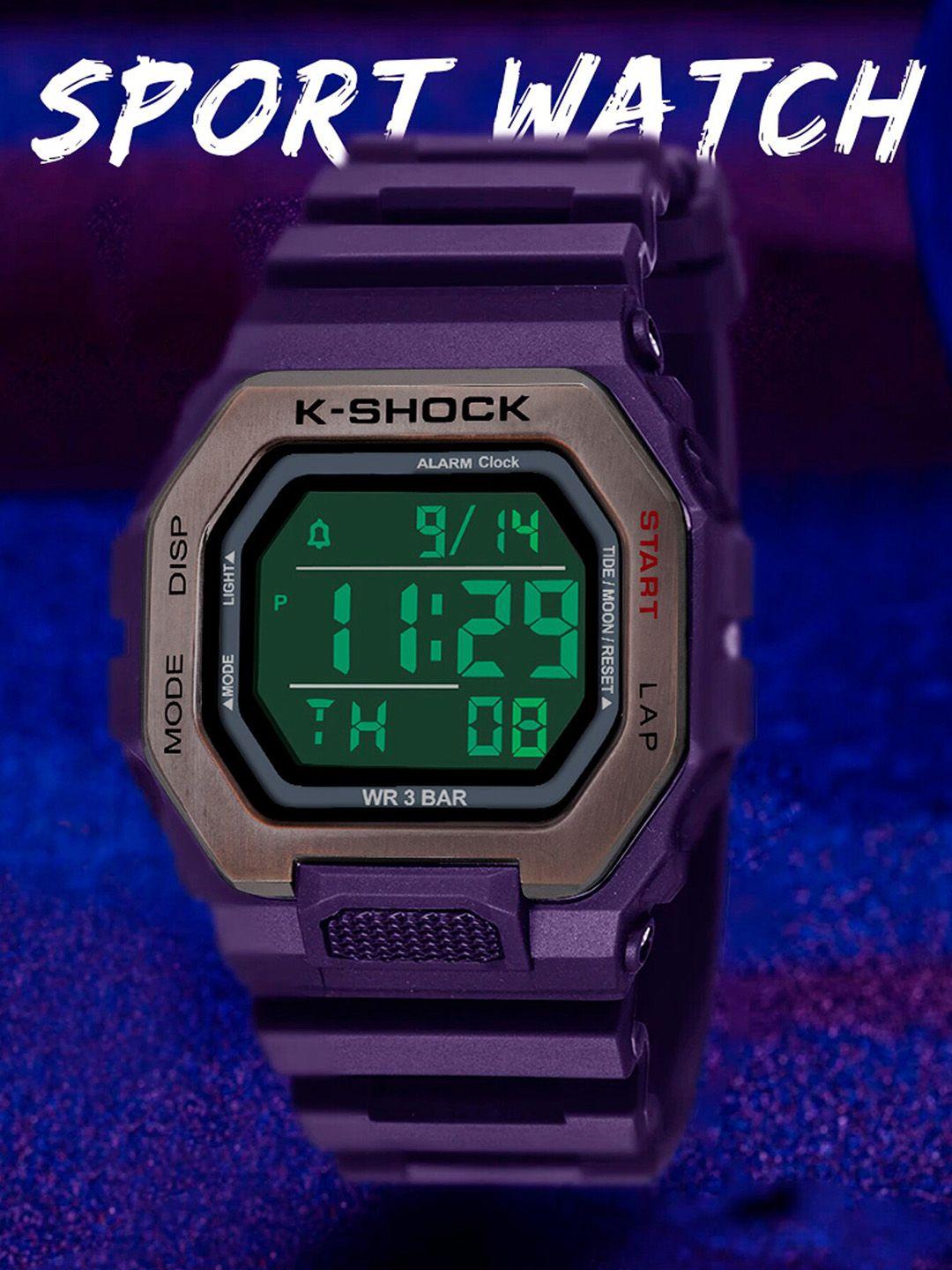 shocknshop unisex black dial & grey textured straps digital multi function watch watch32grey