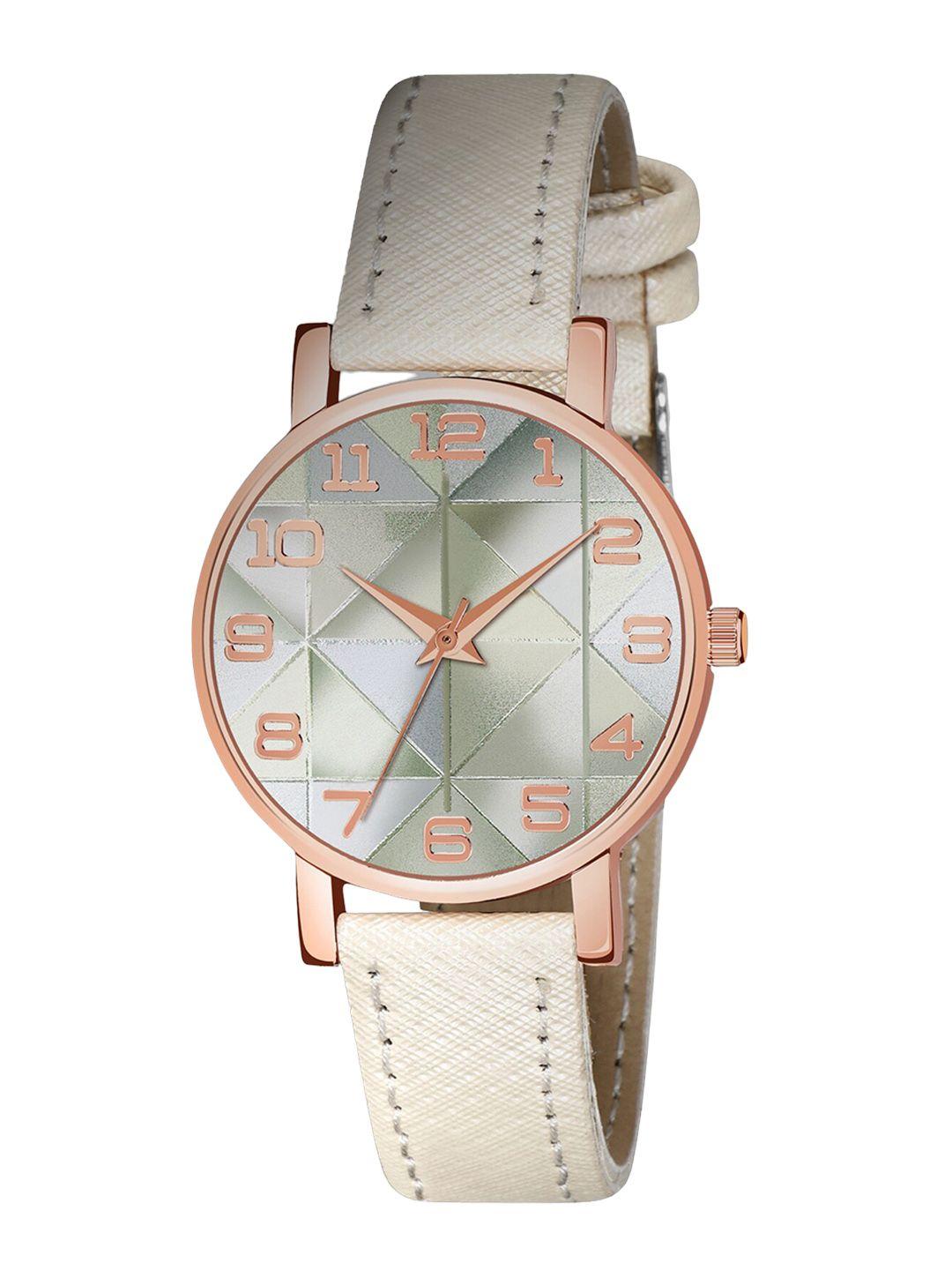 shocknshop women patterned dial & leather bracelet style straps analogue watch wch77