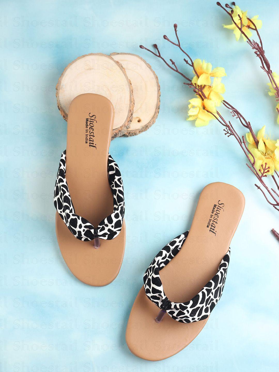 shoestail women t-straps printed open toe flats