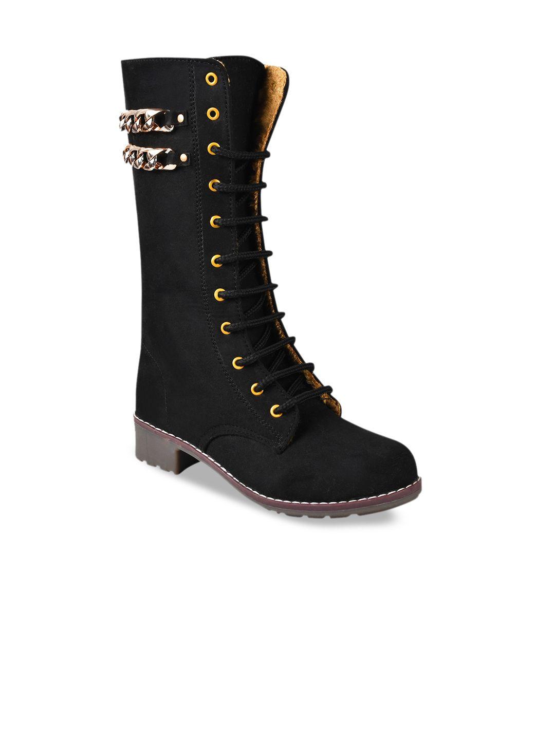 shoetopia girls black solid suede regular boots