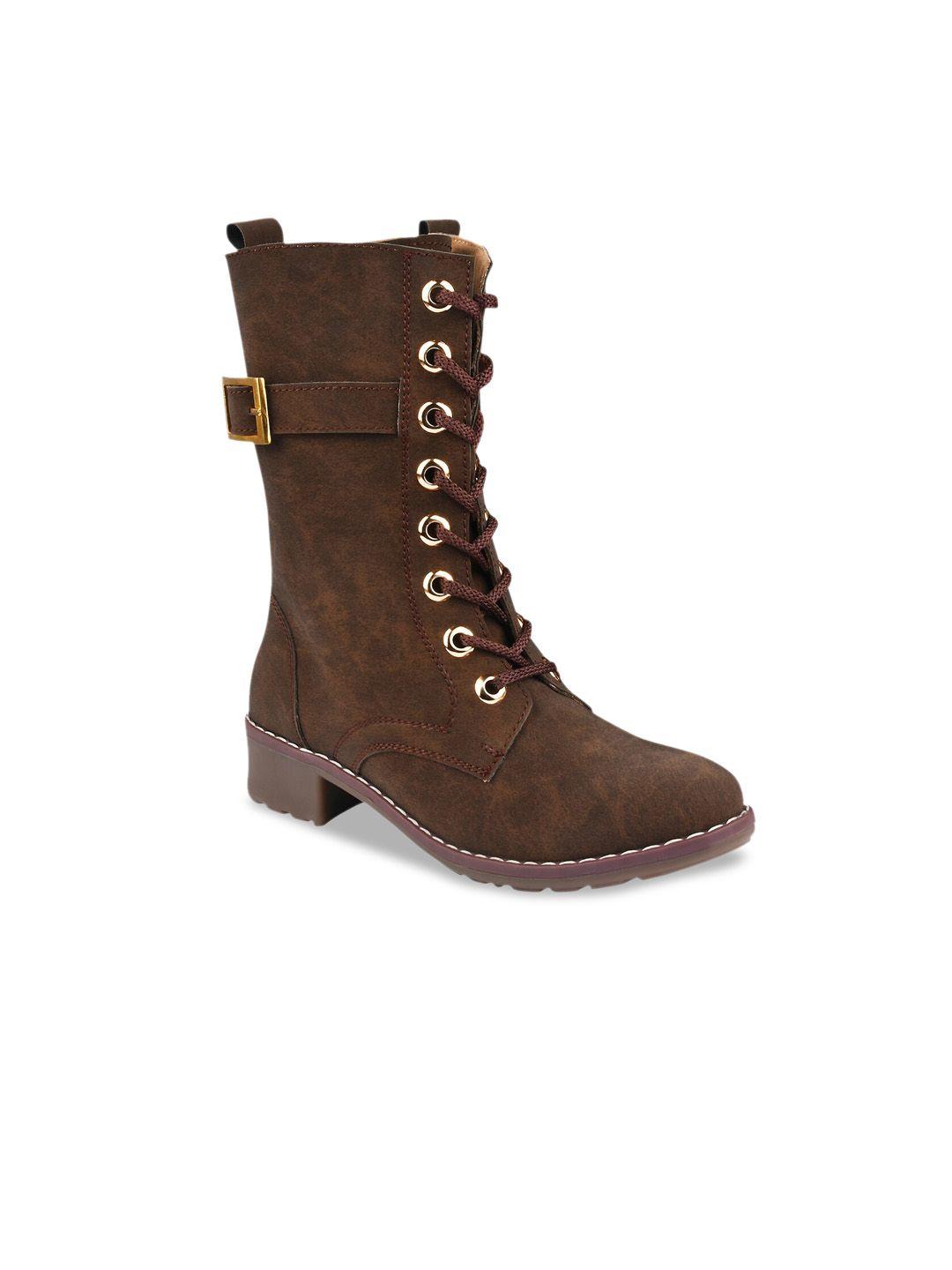 shoetopia girls brown solid regular boots