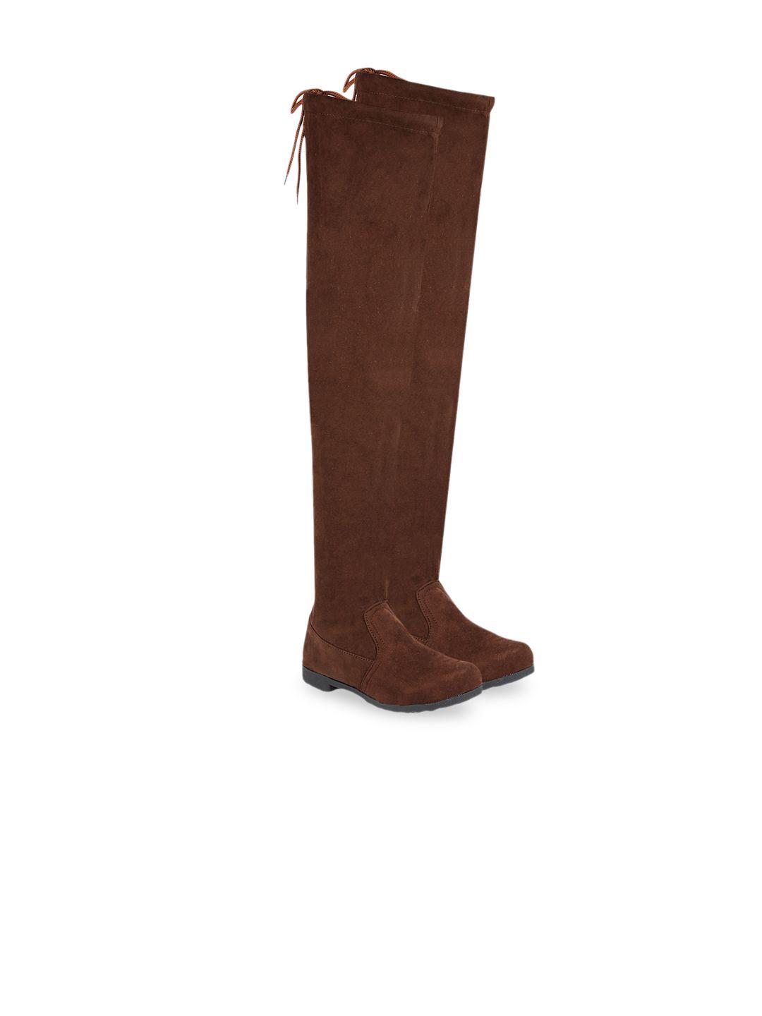 shoetopia girls brown solid regular boots