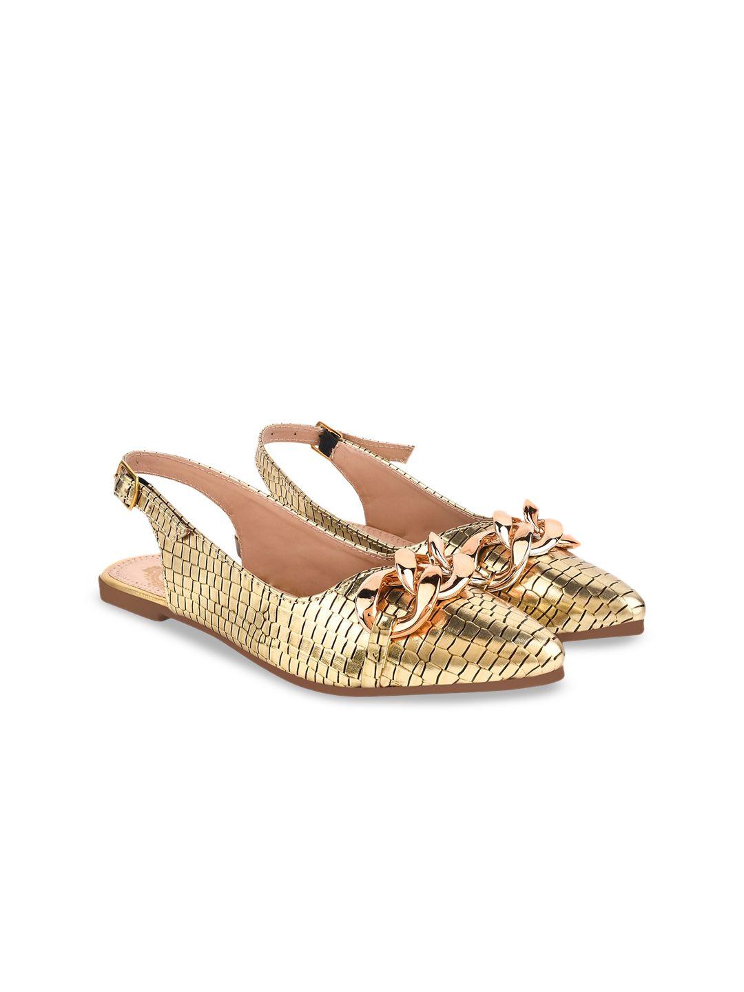 shoetopia girls gold-toned party ballerinas with bows flats
