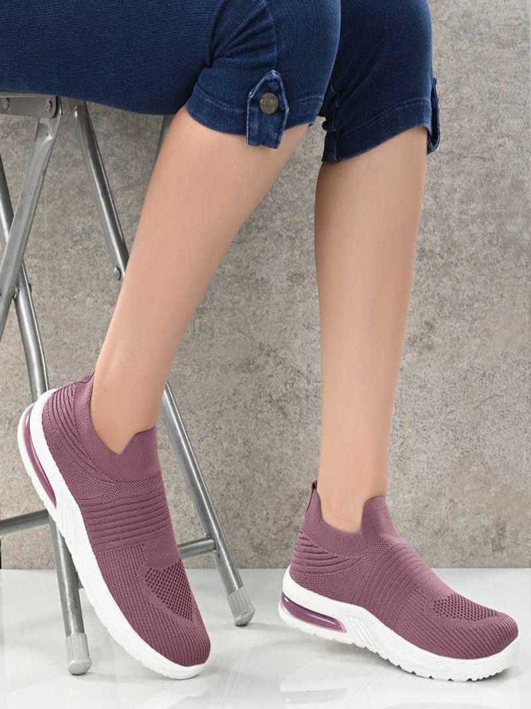 shoetopia girls purple slip-on sneakers