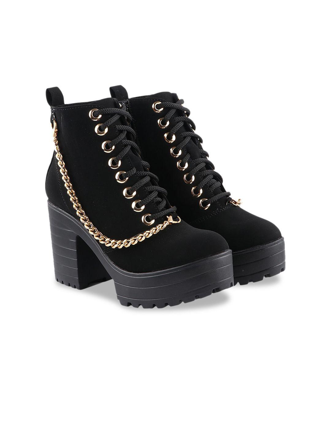 shoetopia women black solid regular boots