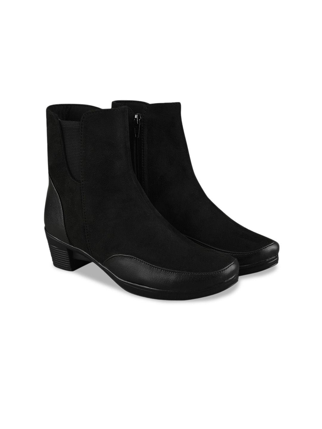 shoetopia women block heeled mid-top chunky boots
