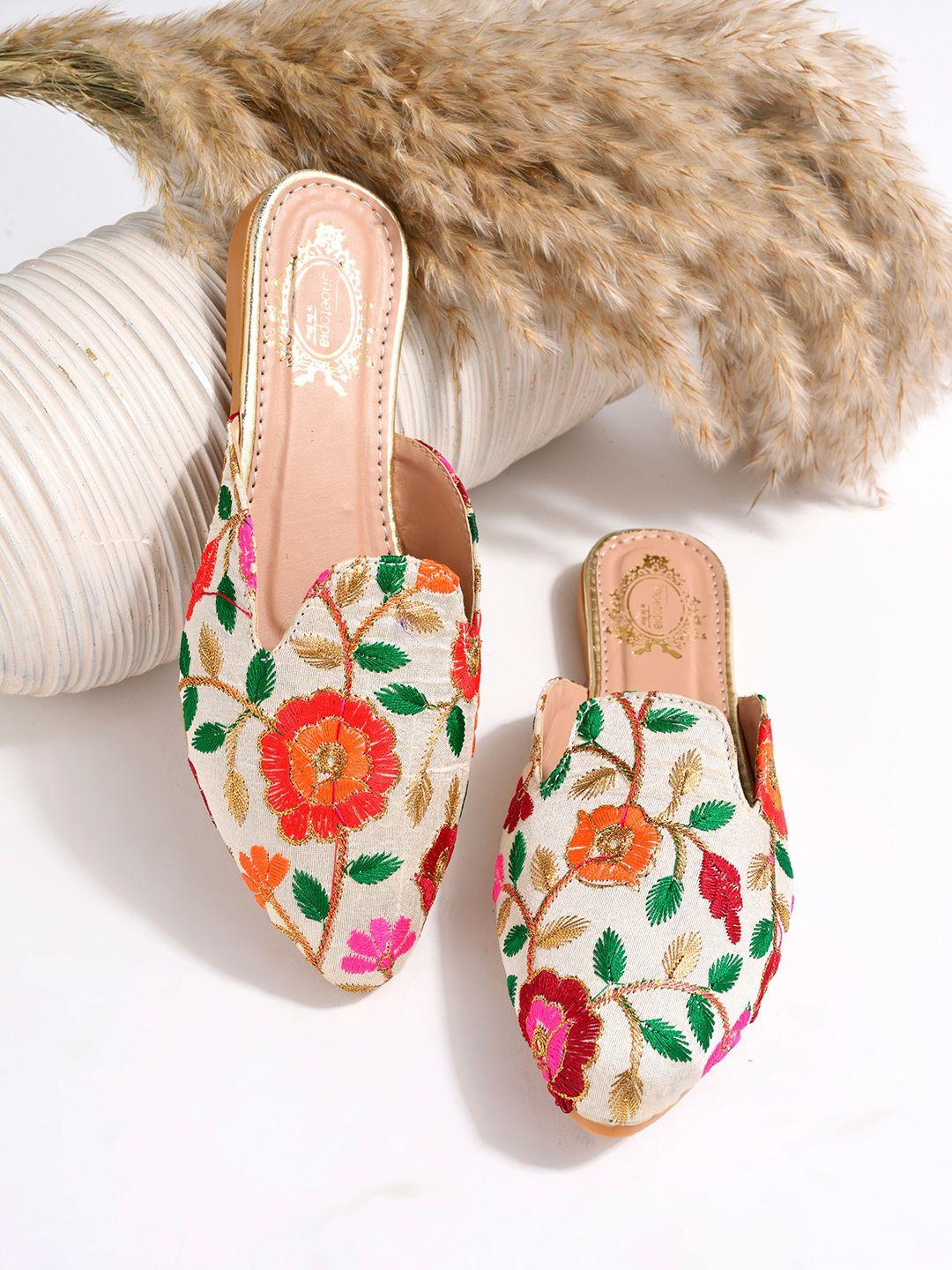 shoetopia women embroidered suede ethnic mules