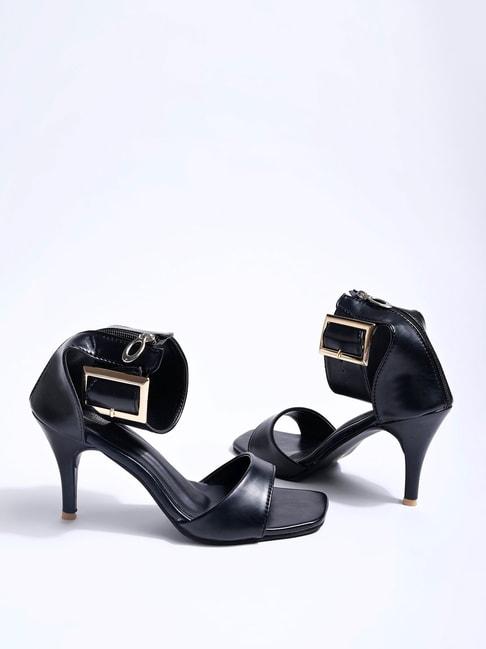 shoetopia women's black ankle strap stilettos