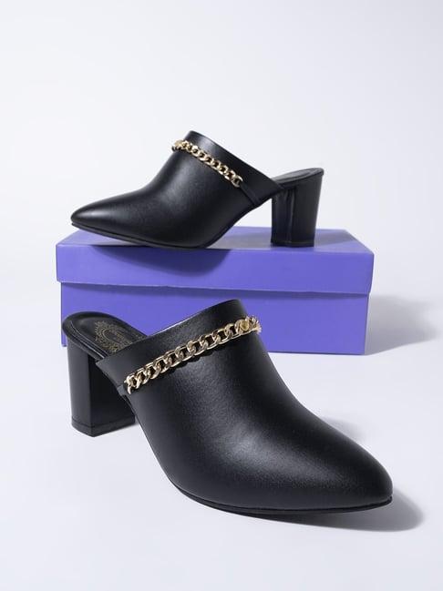 shoetopia women's black mule shoes