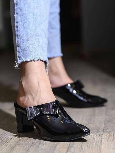 shoetopia women's black mule shoes