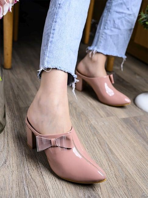 shoetopia women's peach mule shoes