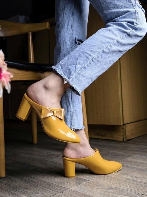 shoetopia women's yellow mule shoes