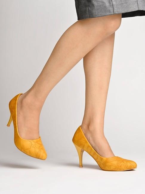 shoetopia women's yellow stiletto pumps