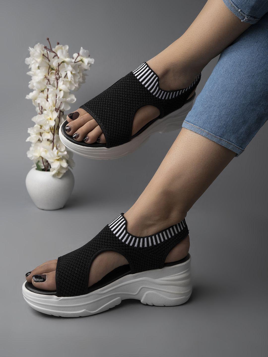 shoetopia woven design open toe wedge heel mules
