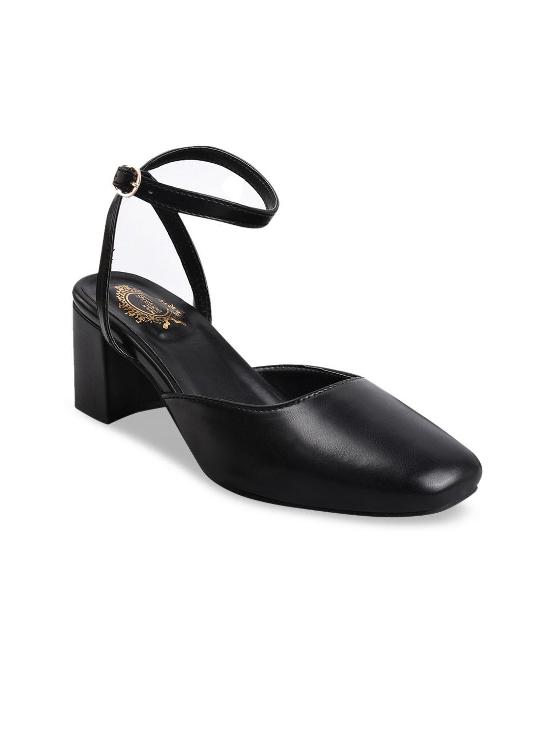 shoetopia black block heeled mules