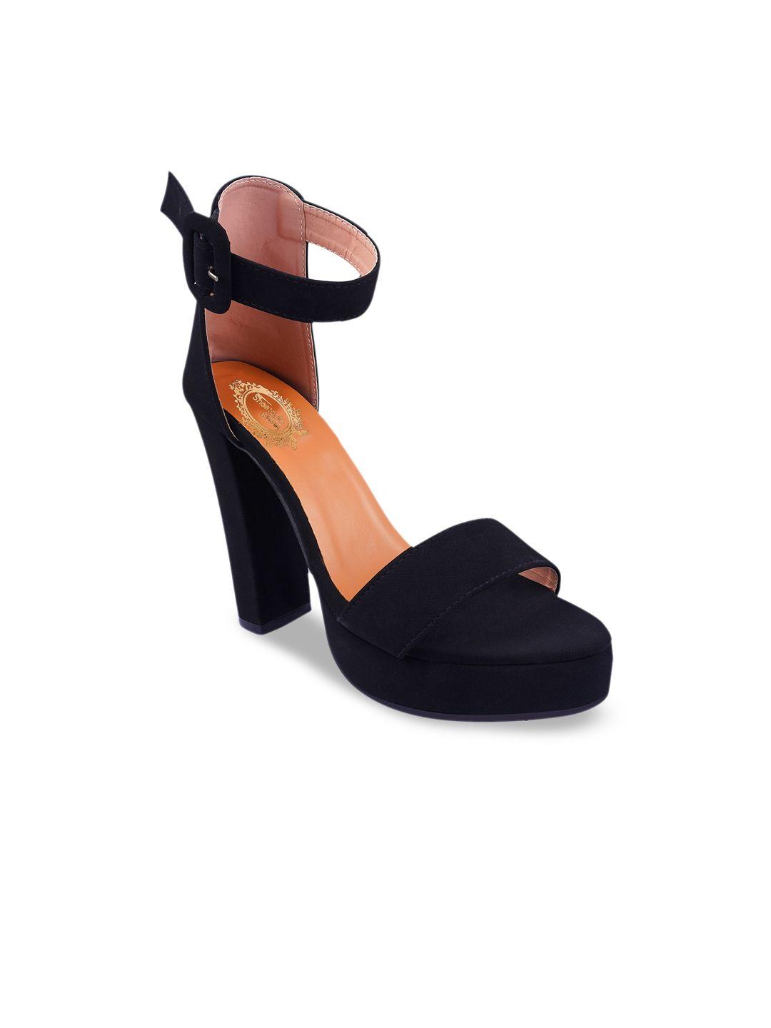 shoetopia black suede block heels