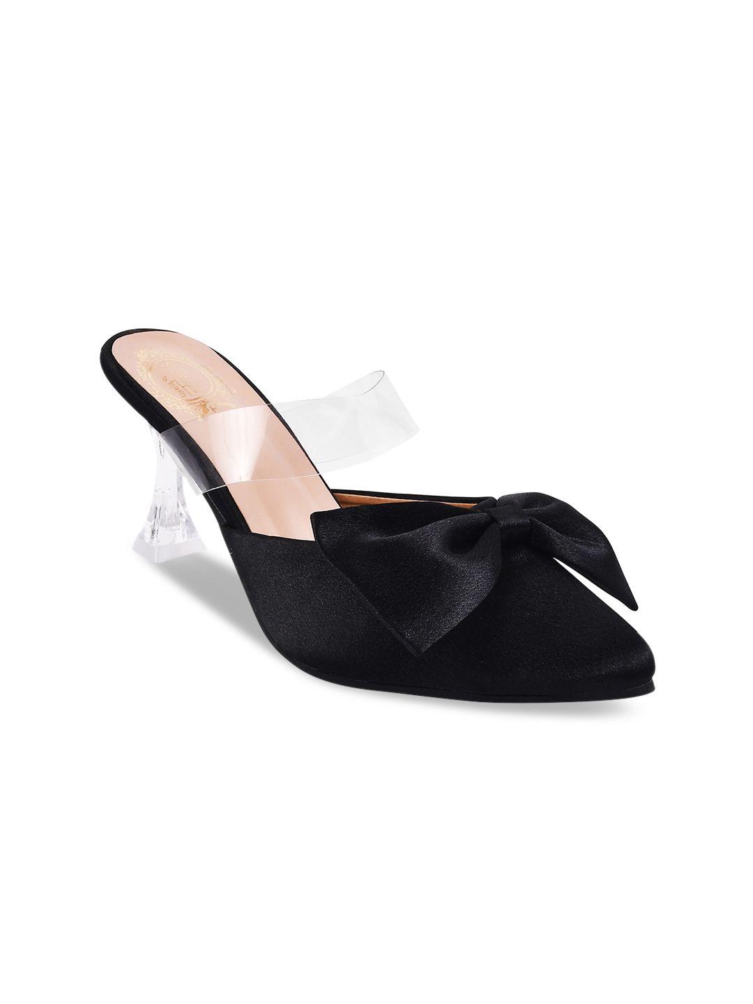 shoetopia bow detail suede slim heel mules